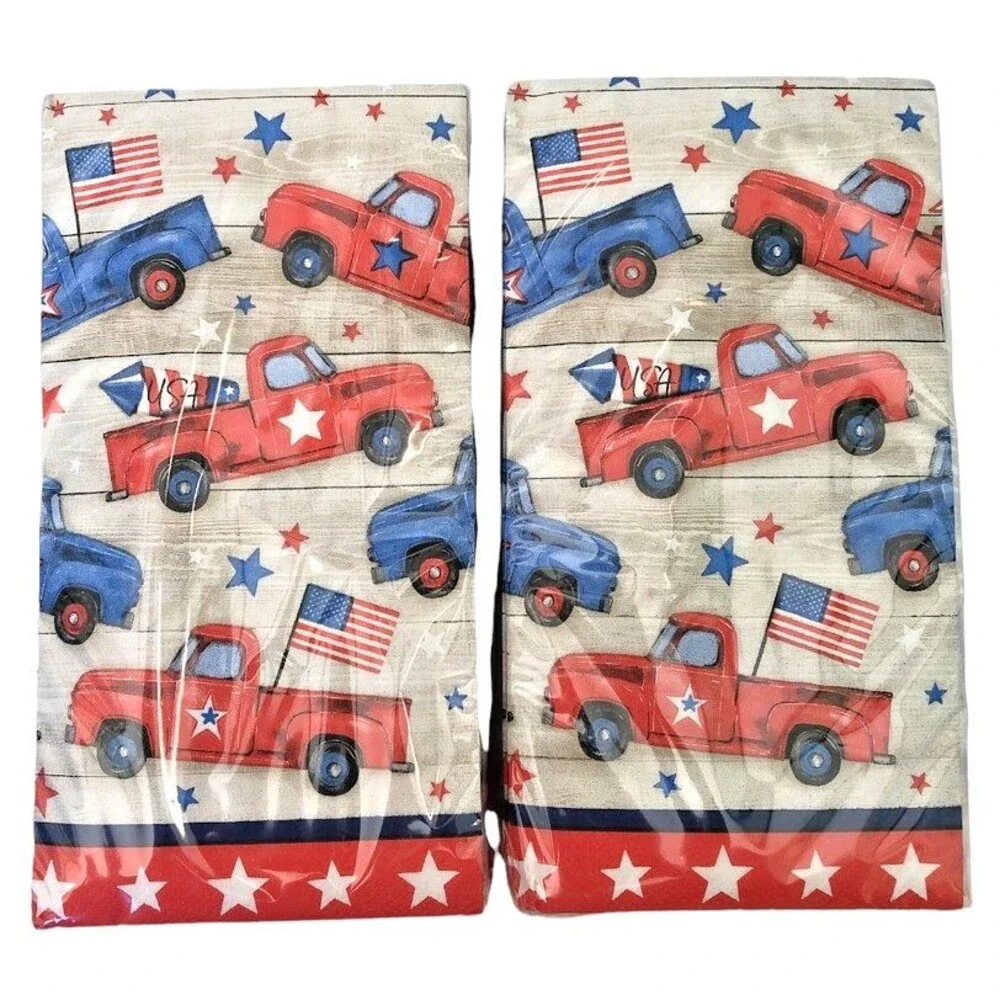 July 4th Paper Napkins Towels Red Farm Truck Beach Summer 26 pk Set of 2